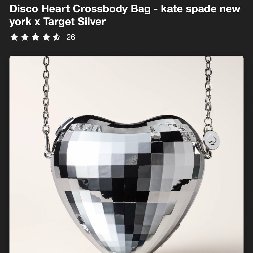 NWT Disco Heart Crossbody Bag - Kate Spade Target Silver Heart New York